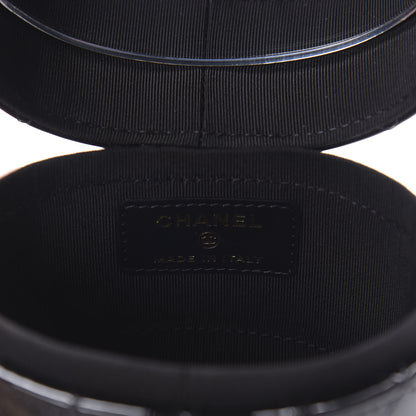 Chanel Patent Quilted Round Small Vanity With Chain Black 9 of 12
