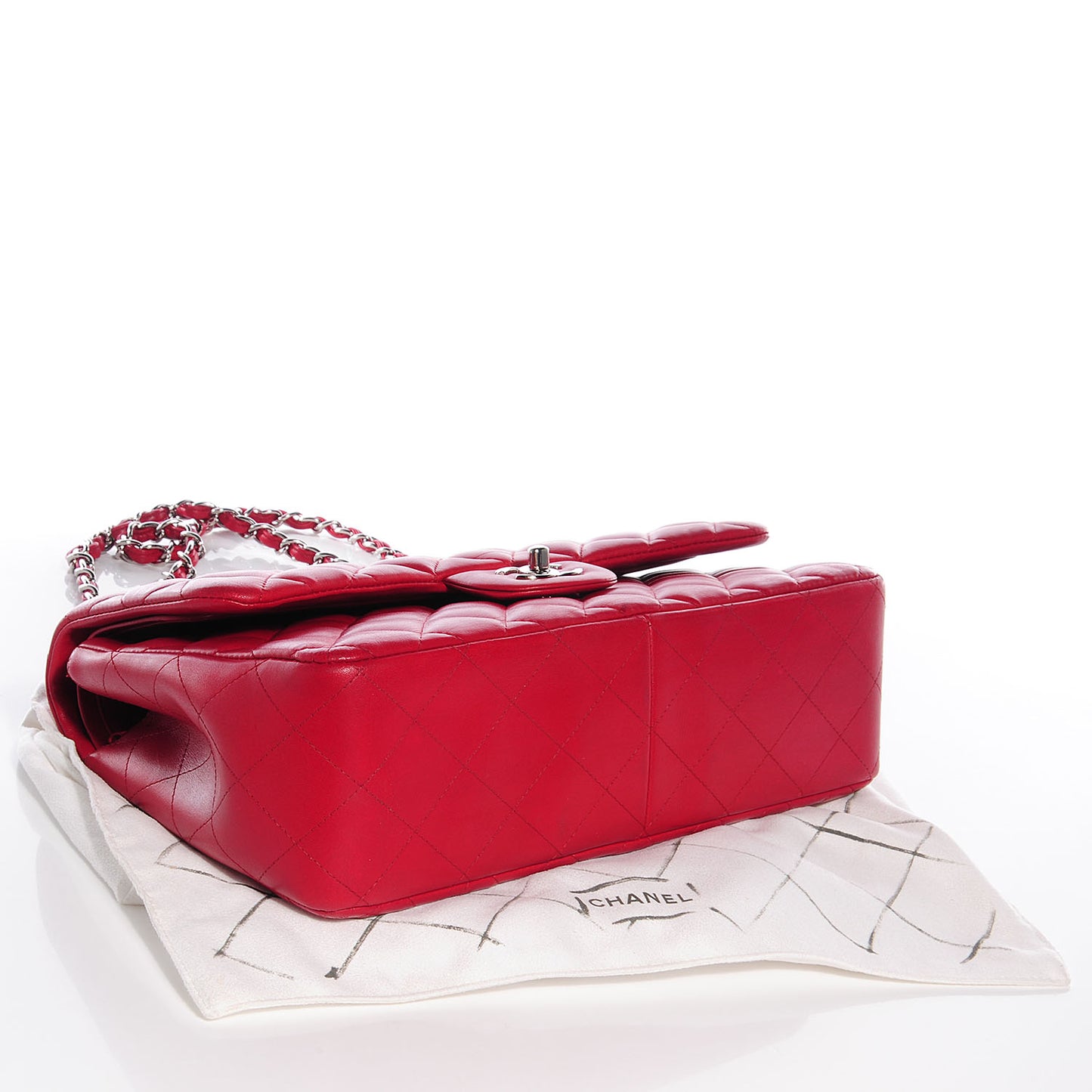 Lambskin Jumbo Double Flap Red