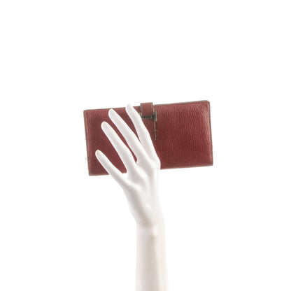 Hermes Chevre Mysore Bearn Gusset Wallet Rouge H 2 of 9