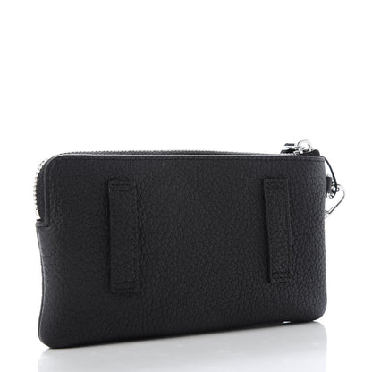 MCM Calfskin Wristlet Logo Pouch Black 3 of 8