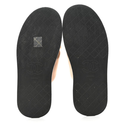 Chanel Fabric CC Mules Sandals 39 Light Beige 5 of 9