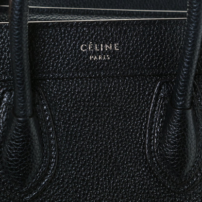 Celine Drummed Calfskin Nano Luggage Black 7 of 10