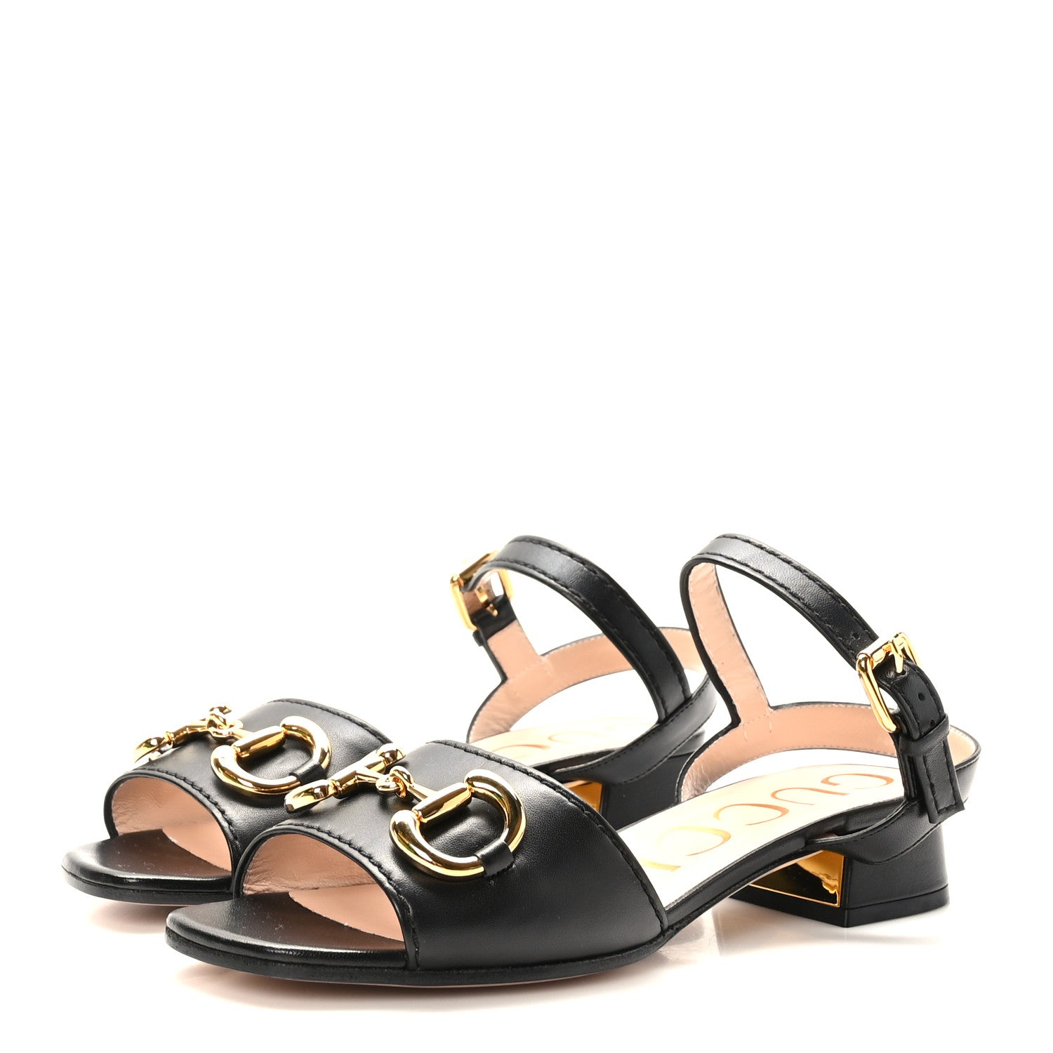 Gucci Nappa Charlotte Horsebit Block Heel 45mm Sandals 36.5 Black 3 of 8