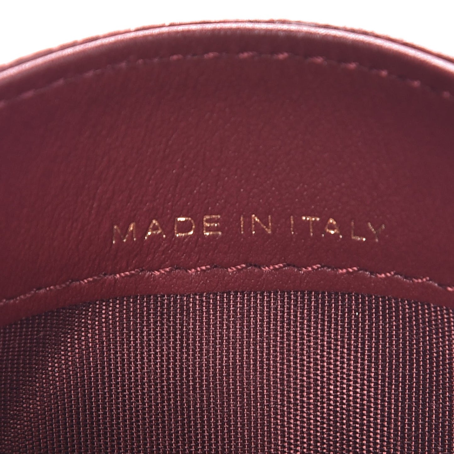 Camellia Calfskin Embossed Quilted Card Holder Burgundy