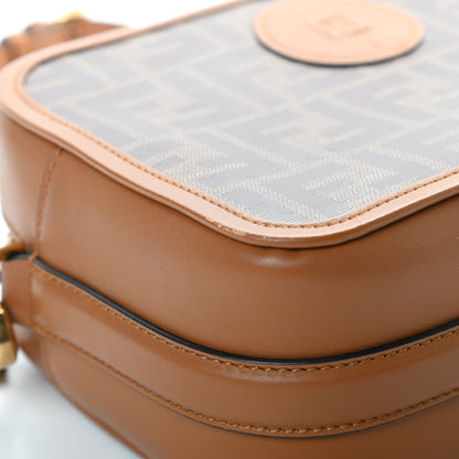 Fendi Glazed Fabric Vitello Century FF 1974 Stamp Patch Camera Case Mogano Panna Caramello 12 of 12