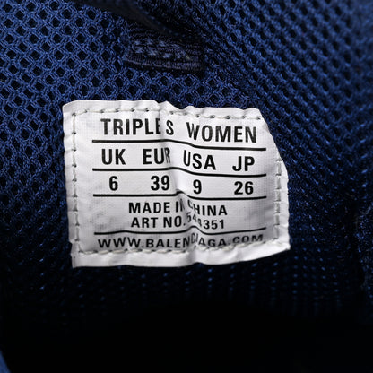 Balenciaga Fabric Mesh Washed Effect Womens Triple S Sneakers 39 Blue 7 of 13