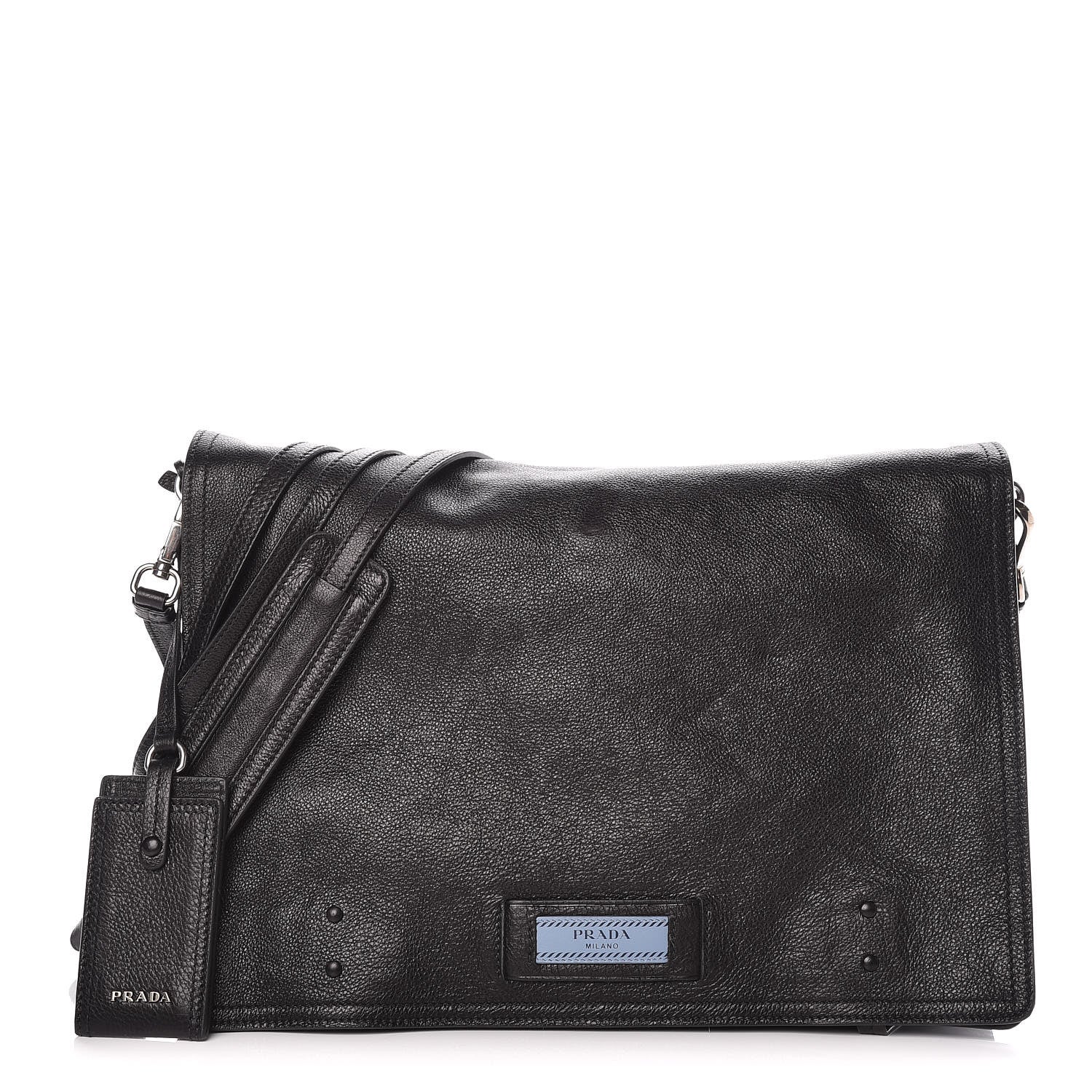 Prada Glace Calf Etiquette Flap Black Astrale 1 of 10