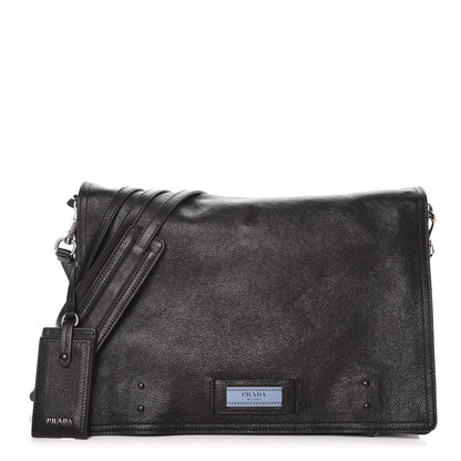 Prada Glace Calf Etiquette Flap Black Astrale 1 of 10