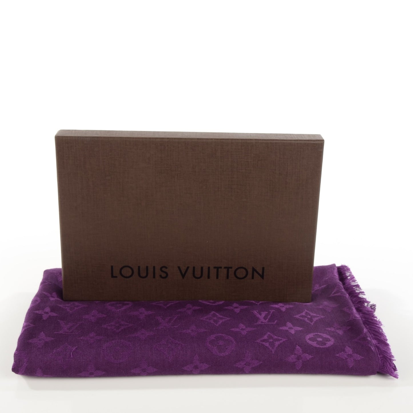 Wool Silk Monogram Shawl Cassis