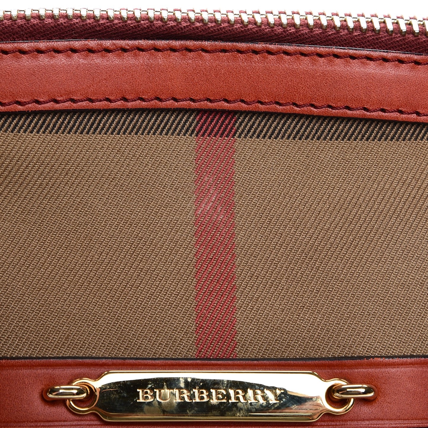 Bridle Calfskin House Check Small Orchard Bowling Bag Red