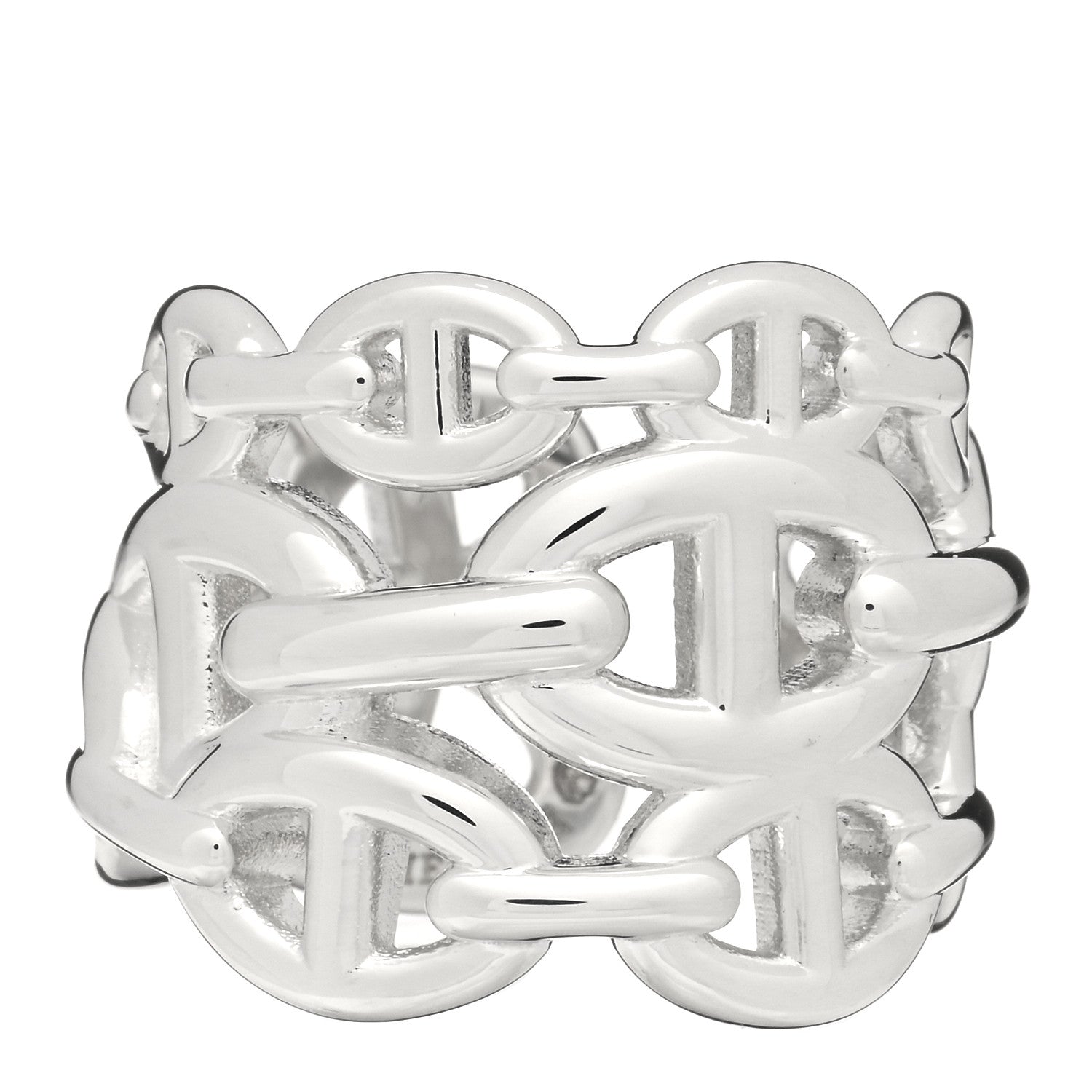 Hermes Sterling Silver GM Chaine d'Ancre Enchainee Band Ring 51 5.75 2 of 3