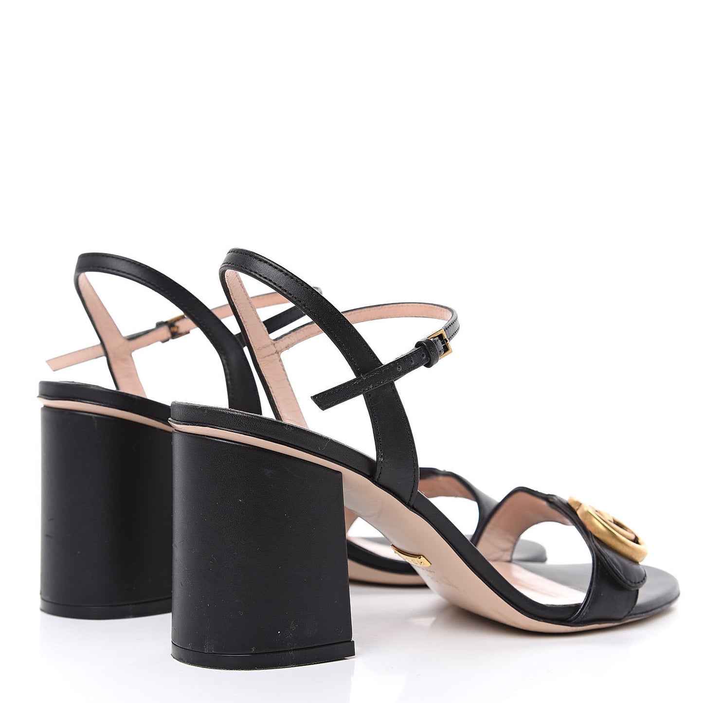 Lifford Calfskin GG Marmont Ankle Wrap 75mm Sandals 39 Black