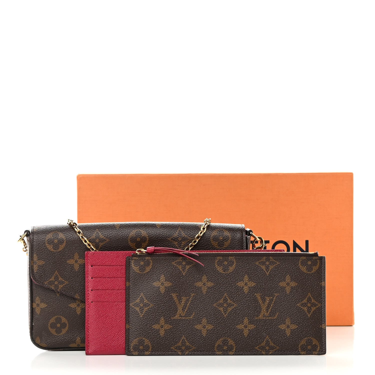 Louis Vuitton Monogram Pochette Felicie Chain Wallet Fuchsia 21 of 21