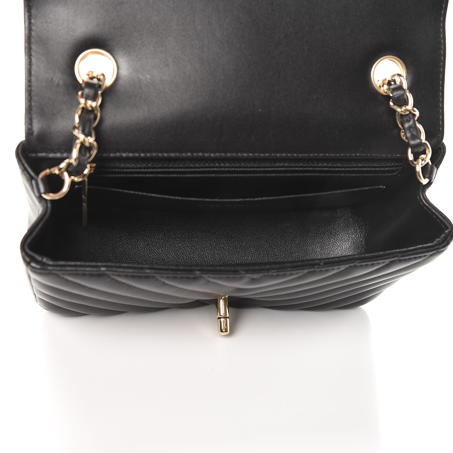 Chanel Lambskin Chevron Quilted Mini Rectangular Flap Black 5 of 8