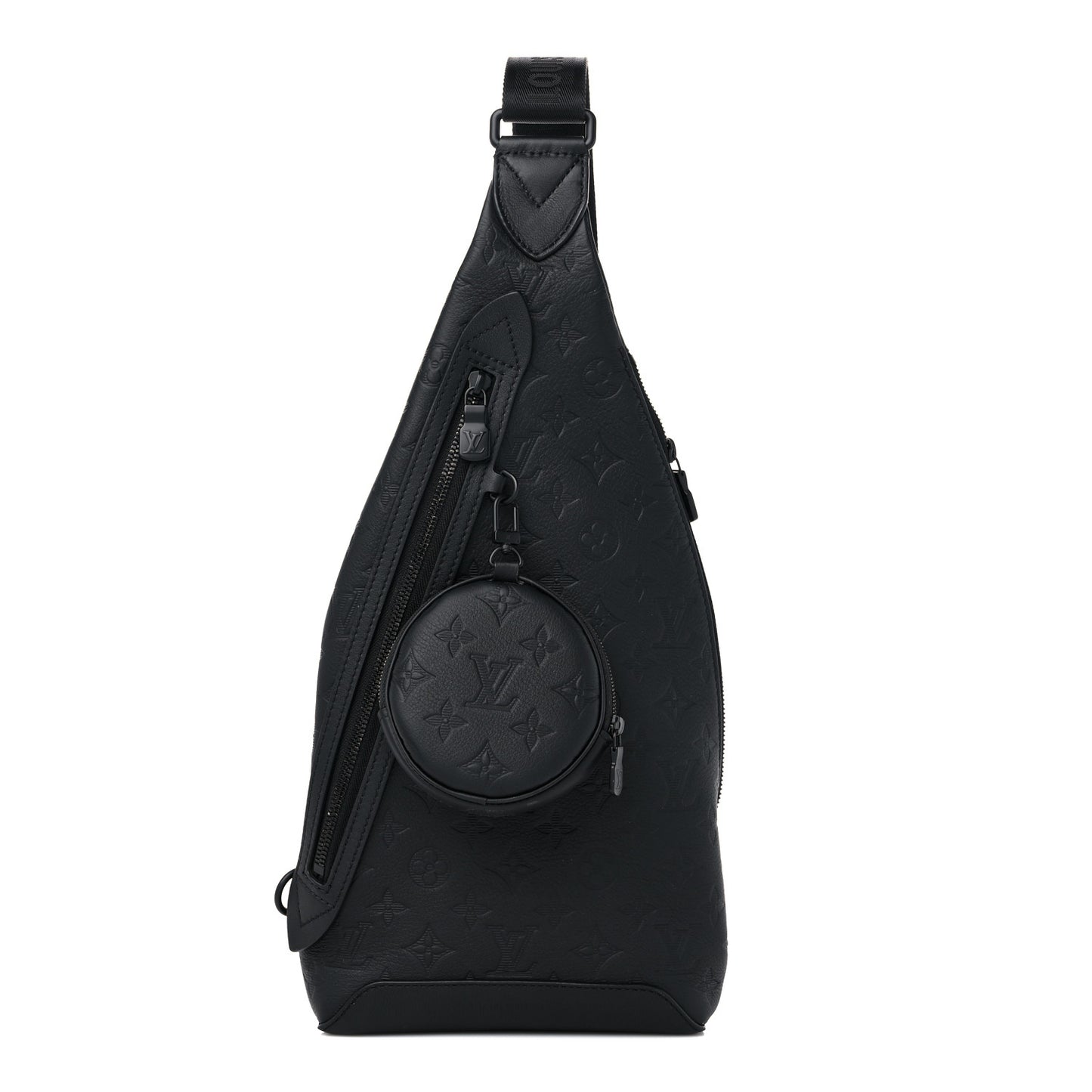 Calfskin Shadow Monogram Duo Slingbag Black