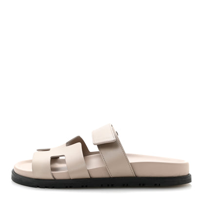Hermes Calfskin Womens Chypre Sandals 37 Beige Mastic 1 of 9
