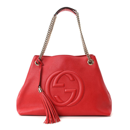 Gucci Cellarius Calfskin Medium Soho Chain Shoulder Bag Vibrant Red 1 of 10