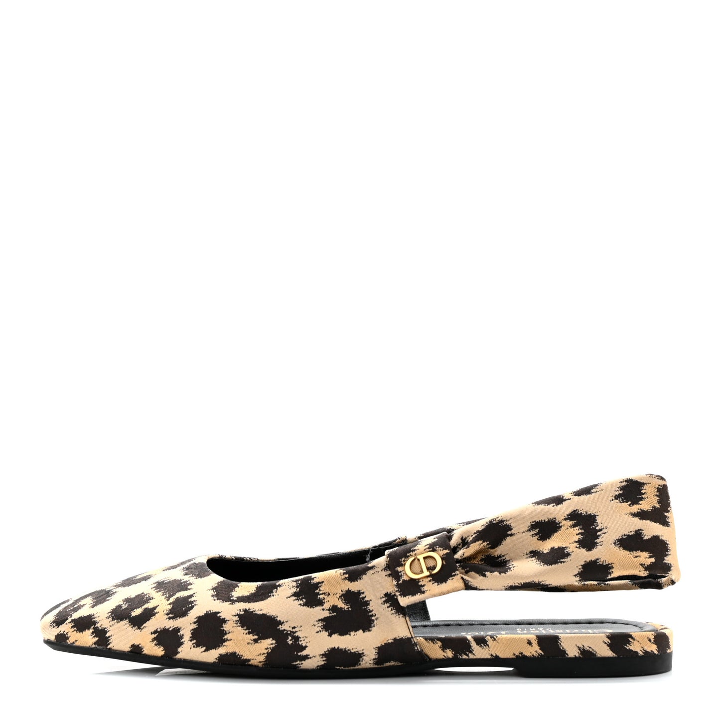 Nylon Leopard Print Mizza Slingback Flat 38 Beige Multicolor