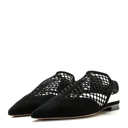 Christian Dior Suede Resille Dior-I Slingback Flats 38 Black 2 of 13