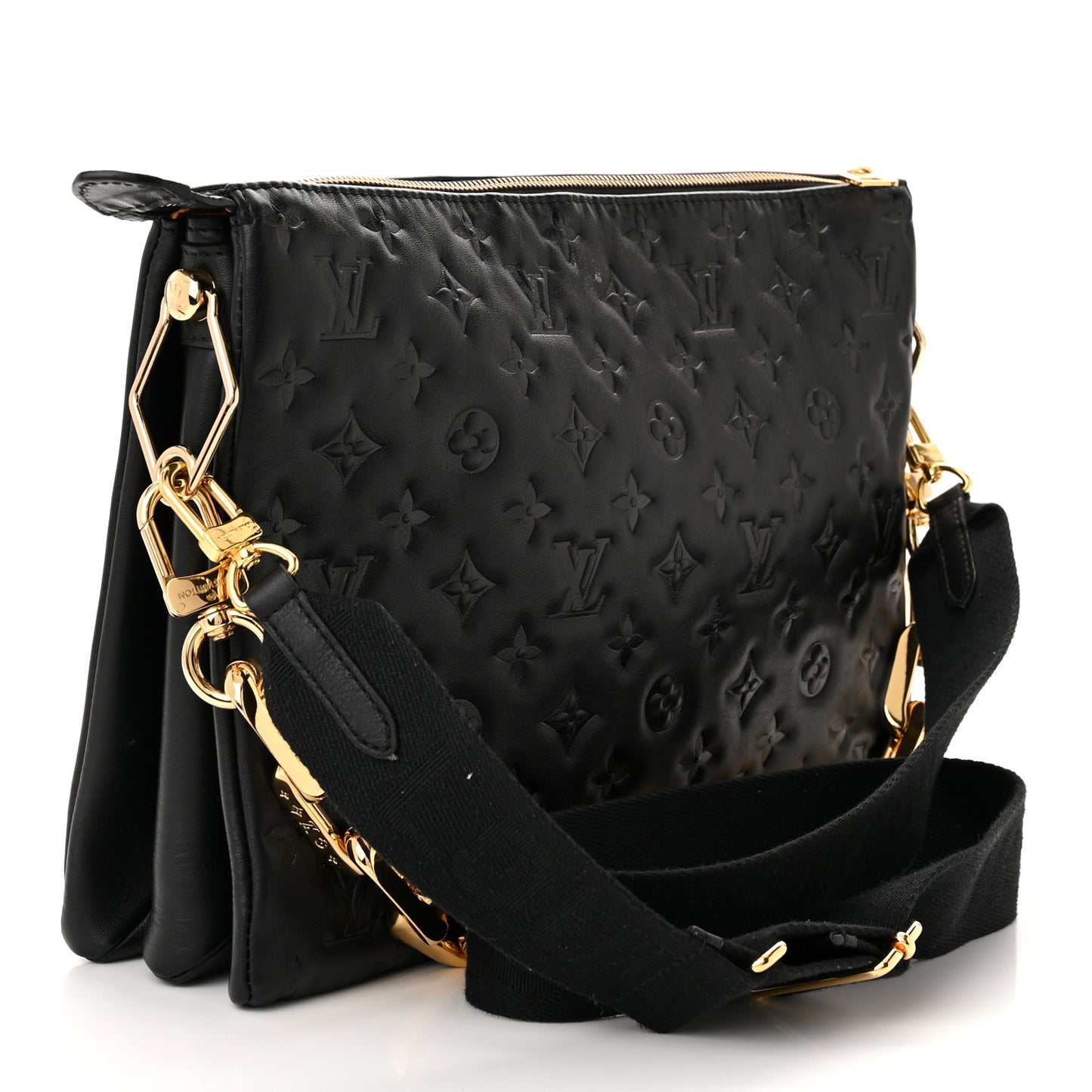Lambskin Embossed Monogram Coussin MM Black