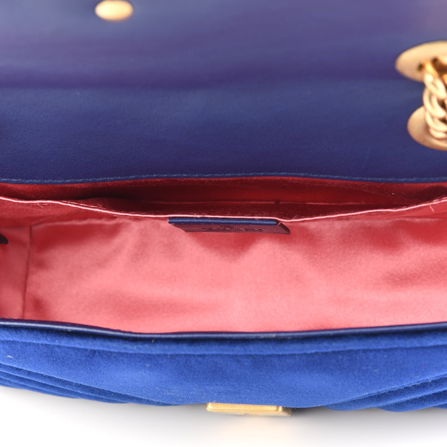 Gucci Velvet Matelasse Mini GG Marmont Shoulder Bag Cobalt Blue 4 of 9