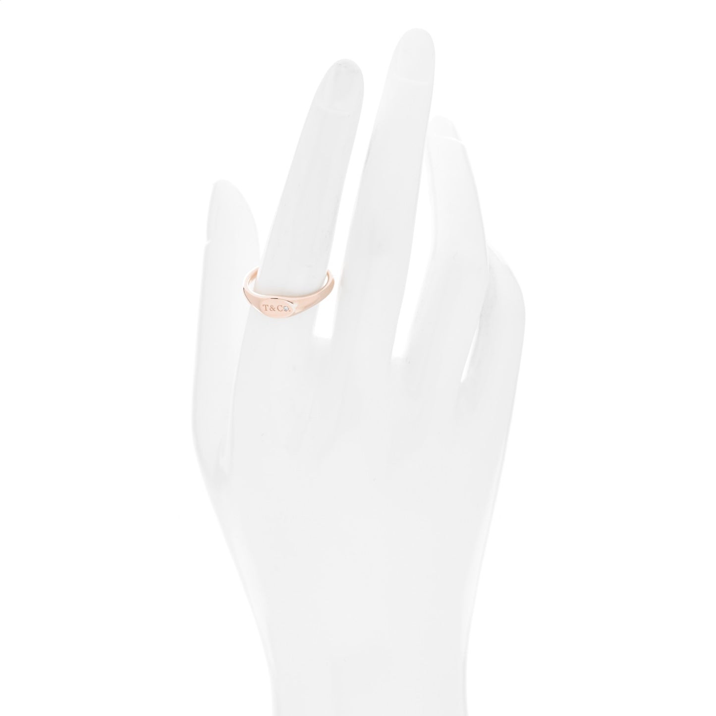 18K Rose Gold Diamond Micro Oval Signet Ring 57 8