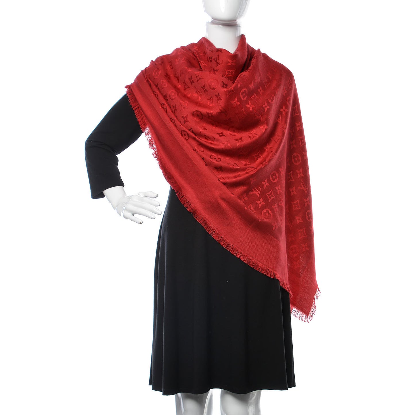 Silk Wool Monogram Shawl Pomme D'Amour