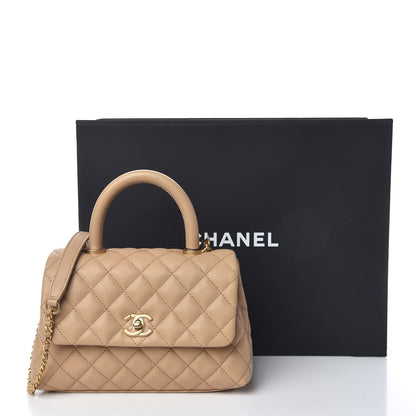 Chanel Caviar Quilted Mini Coco Handle Flap Beige 11 of 11