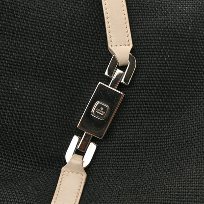 Gucci Canvas Calfskin Jackie O Chain Hobo White Black 12 of 16