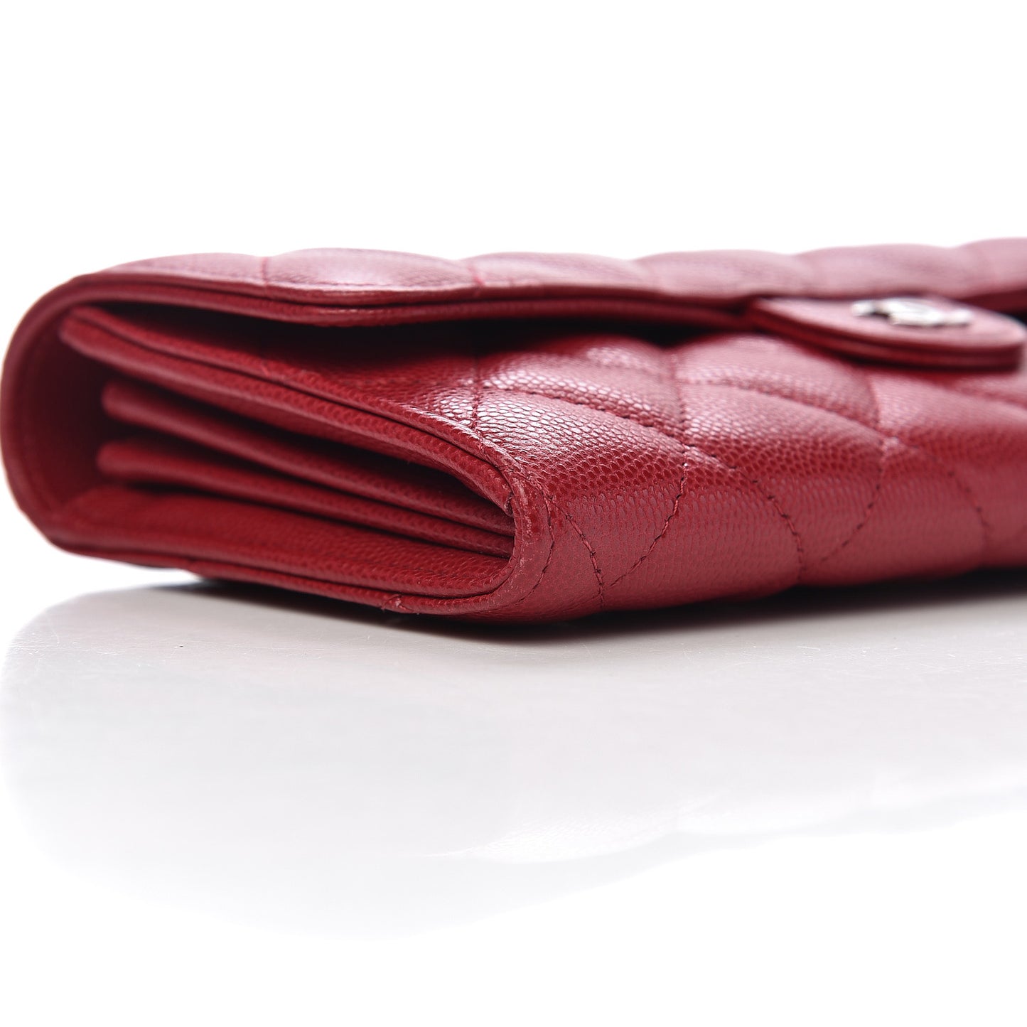 Caviar Quilted Large Gusset Flap Wallet Pink