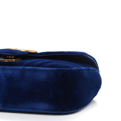 Gucci Velvet Matelasse Mini GG Marmont Shoulder Bag Cobalt Blue 10 of 11