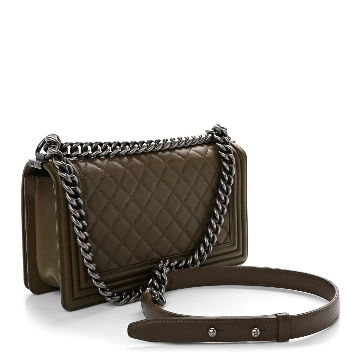 Chanel Lambskin Quilted Medium Boy Flap Khaki 3 of 10