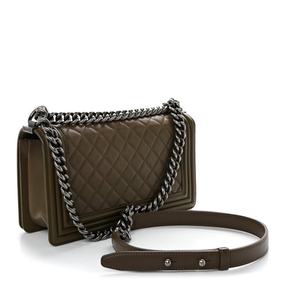 Chanel Lambskin Quilted Medium Boy Flap Khaki 3 of 10