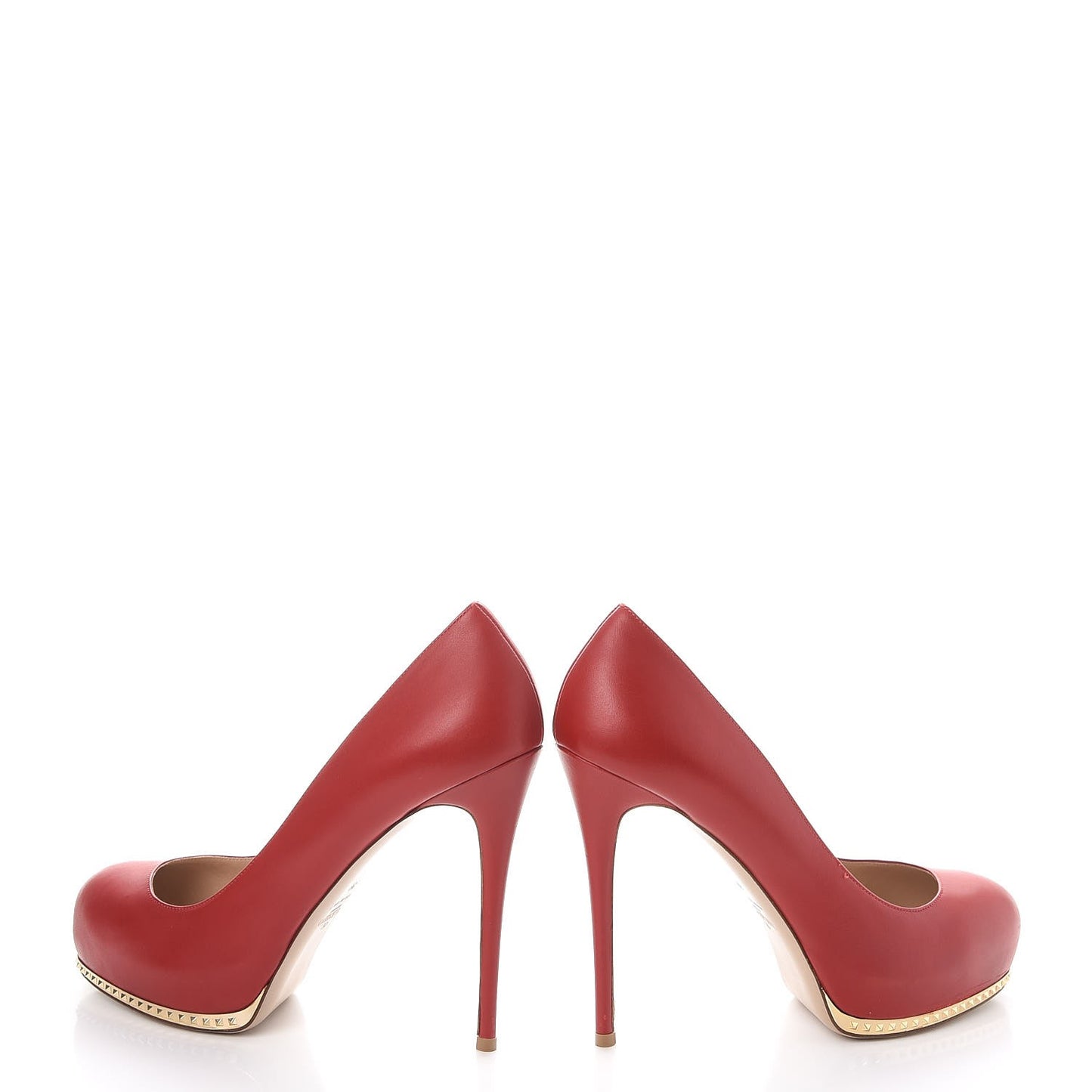 Calfskin Rockstud Platform Pumps 39 Red