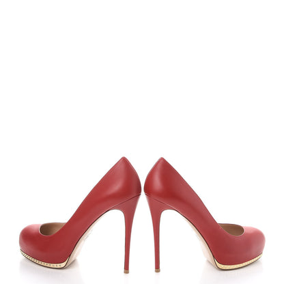 Valentino Garavani Calfskin Rockstud Platform Pumps 39 Red 6 of 12