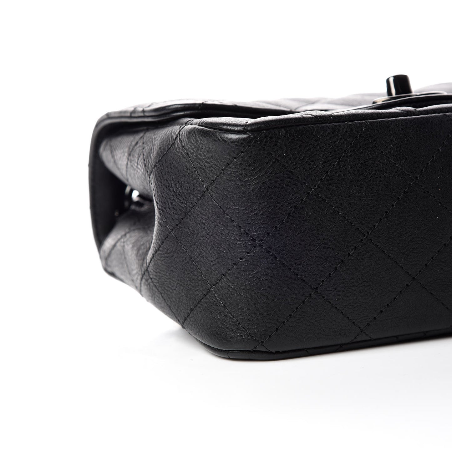 Crumpled Calfskin Quilted Mini Square Flap So Black
