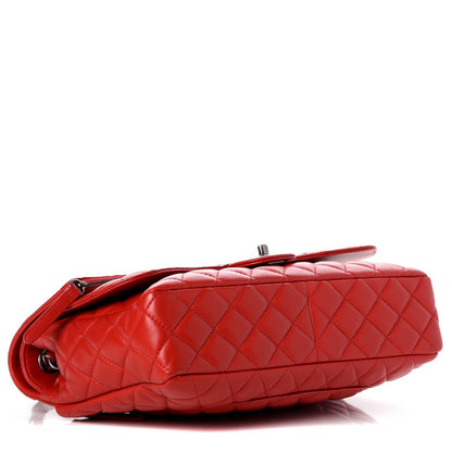 Chanel Lambskin Quilted Jumbo Multi Flap Bag Red 4 of 8
