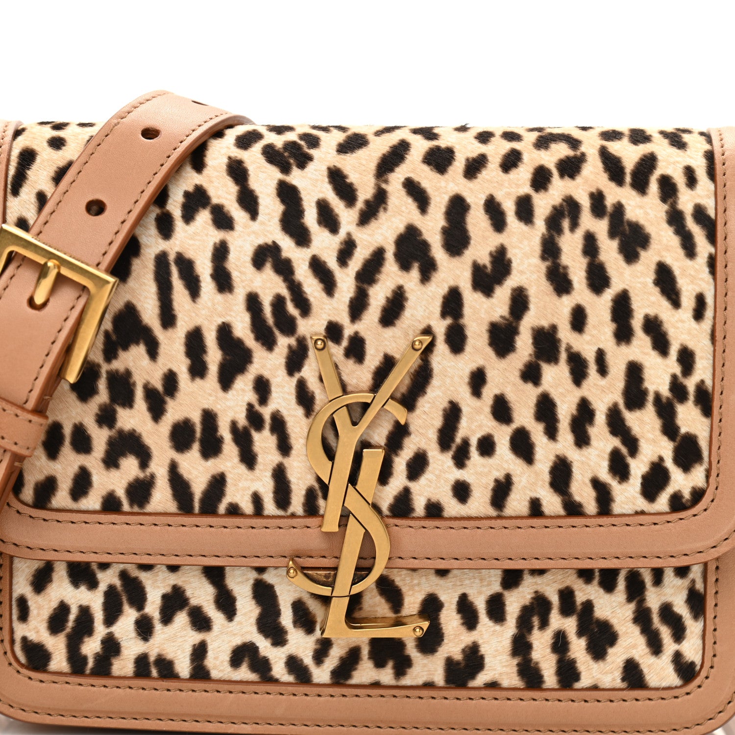 Saint Laurent Calfskin Hair Leopard Print Small Solferino Satchel Dust White 7 of 11