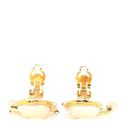 Chanel Pearl Baroque Dangle 3.5" Clip Earrings Gold White 3 of 4