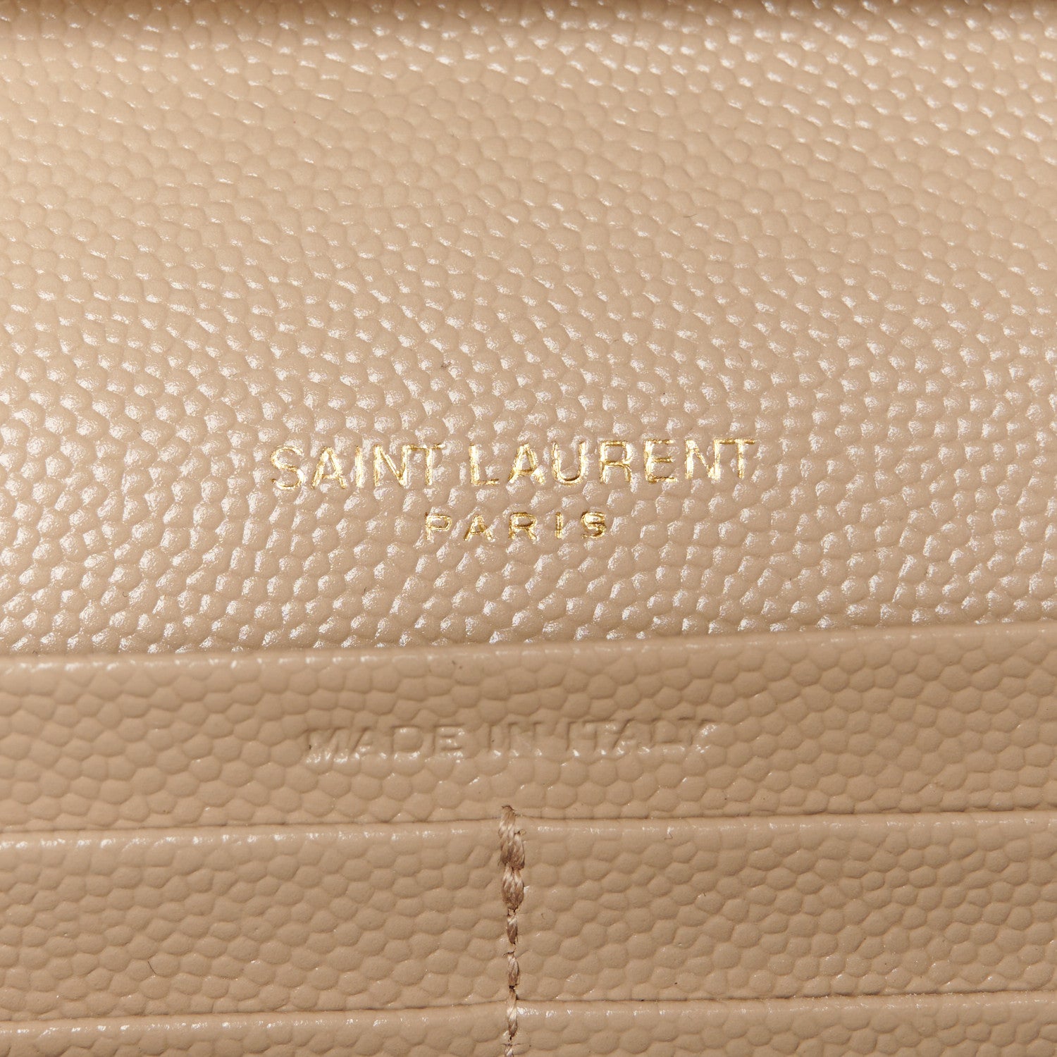 Saint Laurent Grain De Poudre Mixed Matelasse Triquilt Monogram Chain Wallet Dark Beige 6 of 10