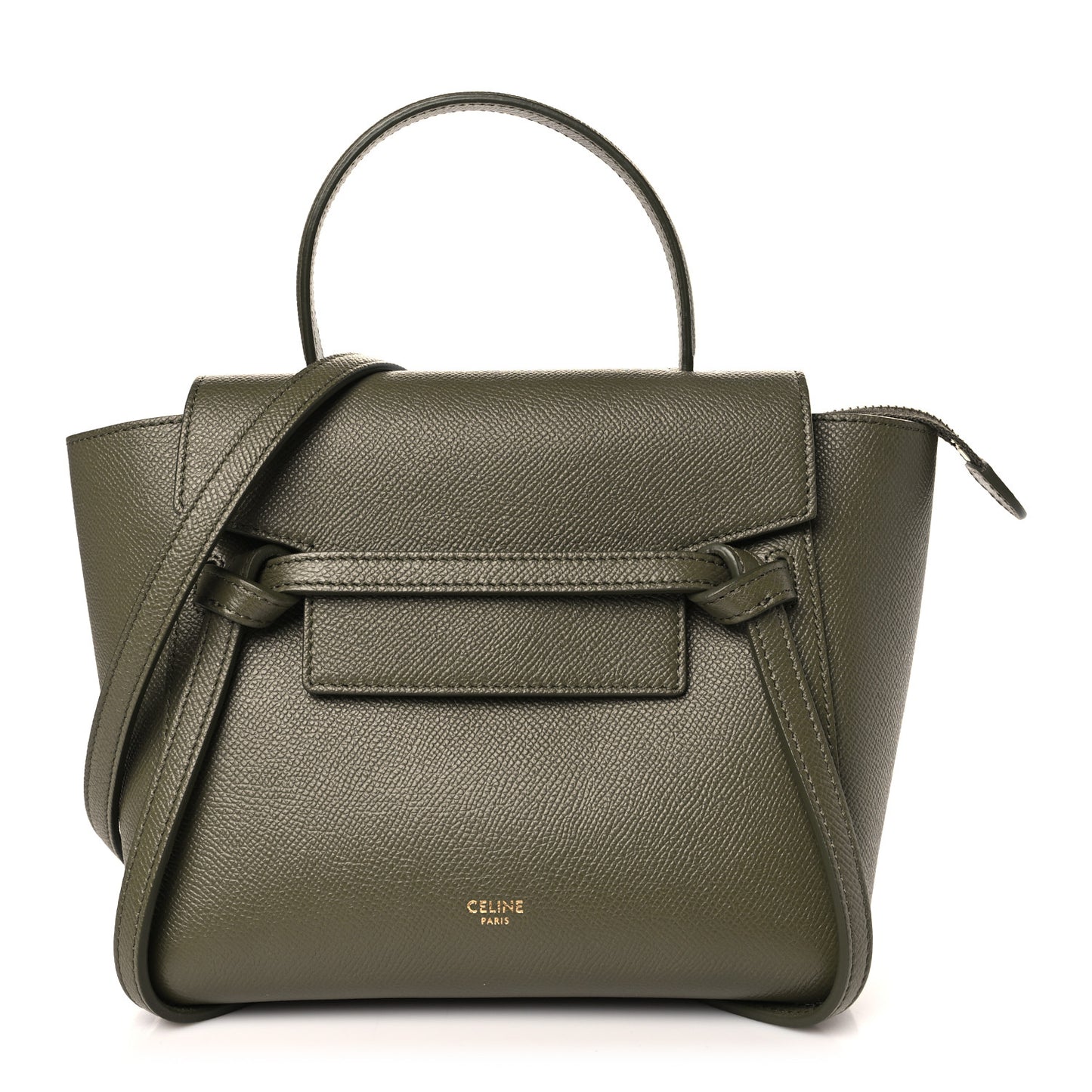 Grained Calfskin Nano Belt Bag Army Green