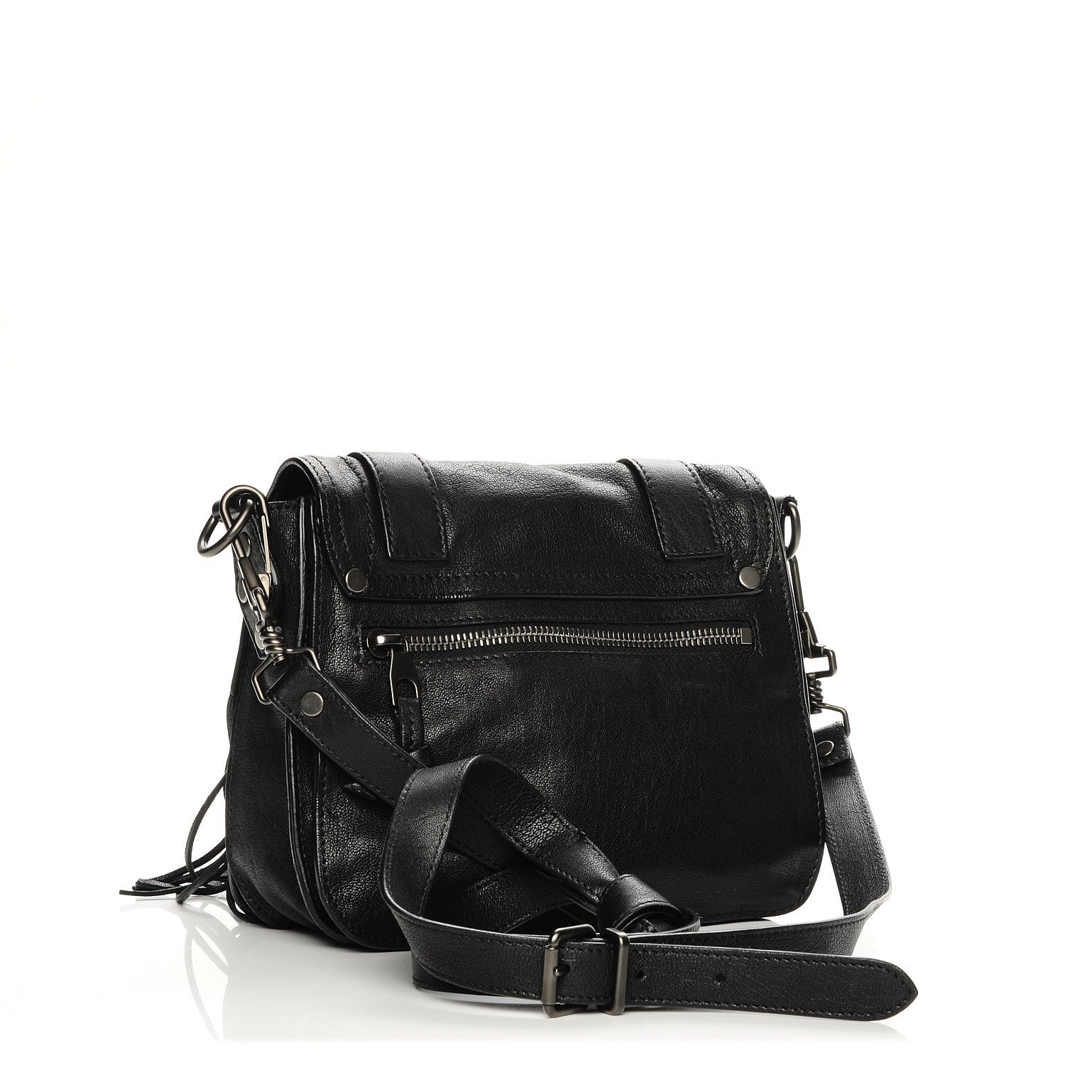 Proenza Schouler Lambskin Fringe PS1 Crossbody Pouch Black 3 of 8