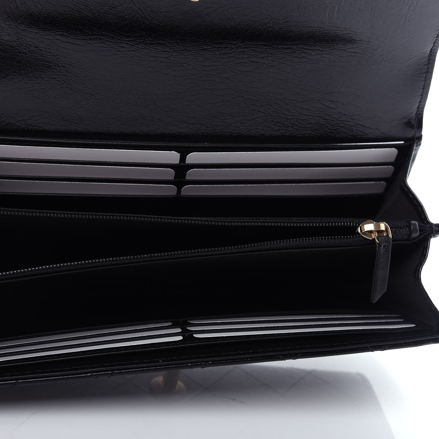 Chanel Goatskin Stitched Golden CC Flap Wallet Black 5 of 8