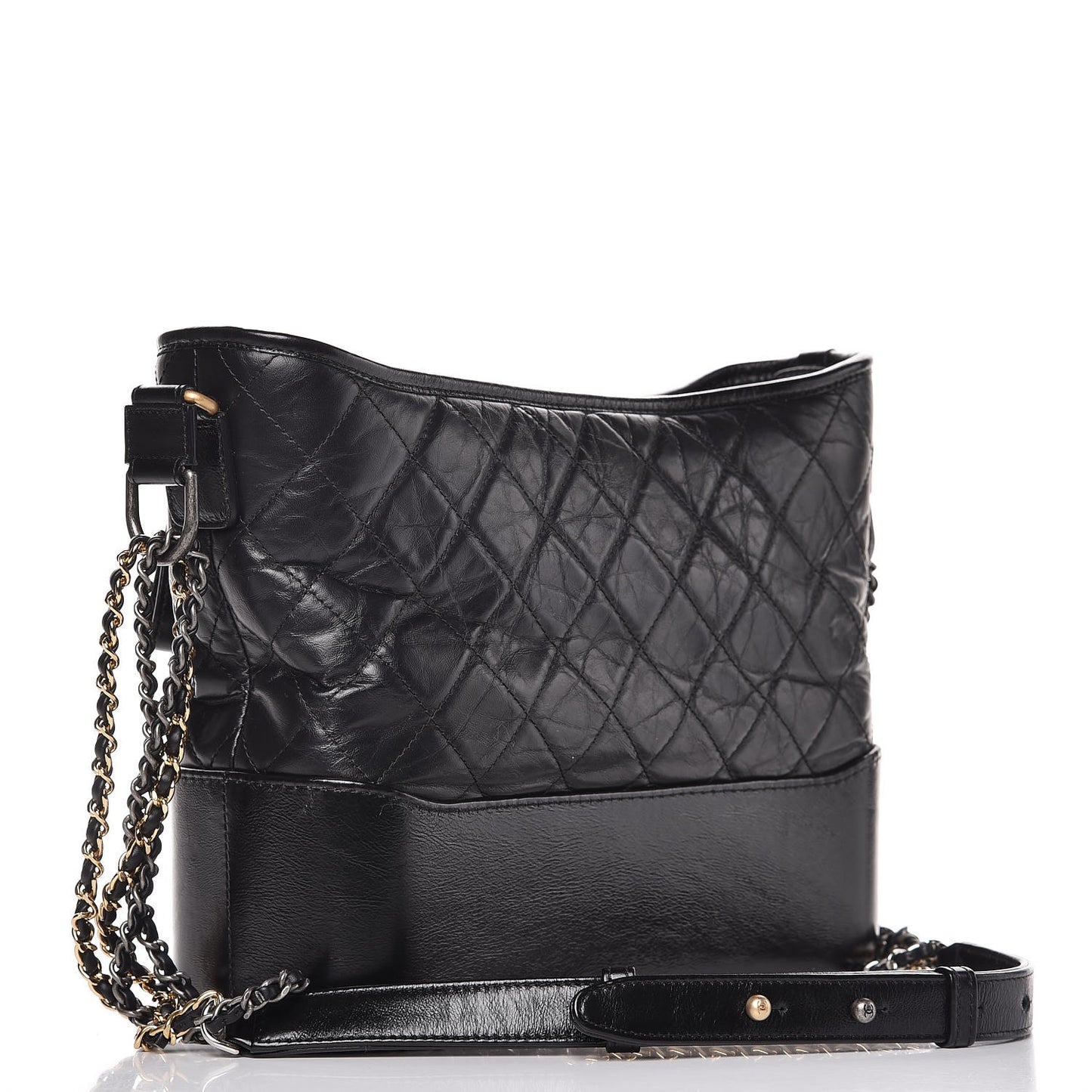Aged Calfskin Quilted Medium Gabrielle Hobo Black