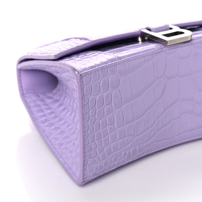 Balenciaga Shiny Calfskin Crocodile Embossed Small Hourglass Top Handle Bag Lilac 8 of 10