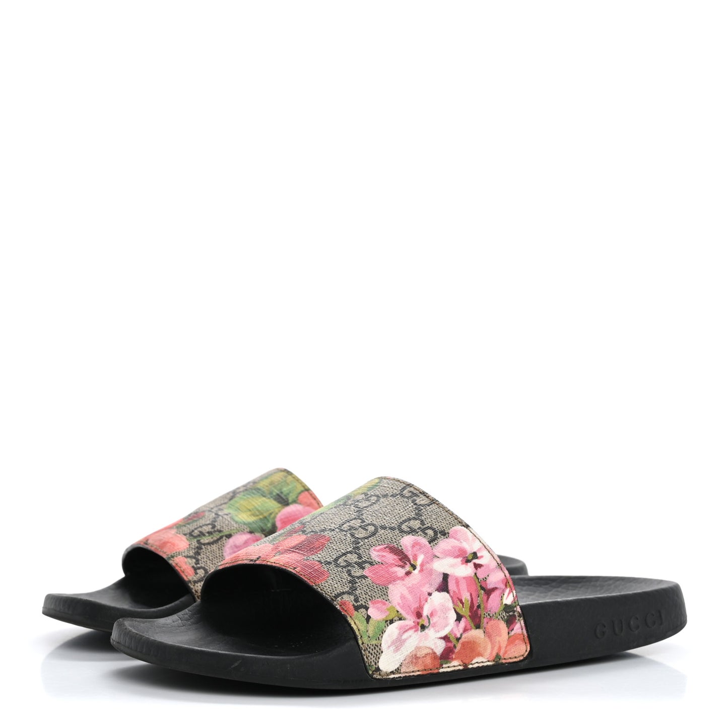 GG Supreme Monogram Blooms Slide Sandals 36 Beige Multicolor