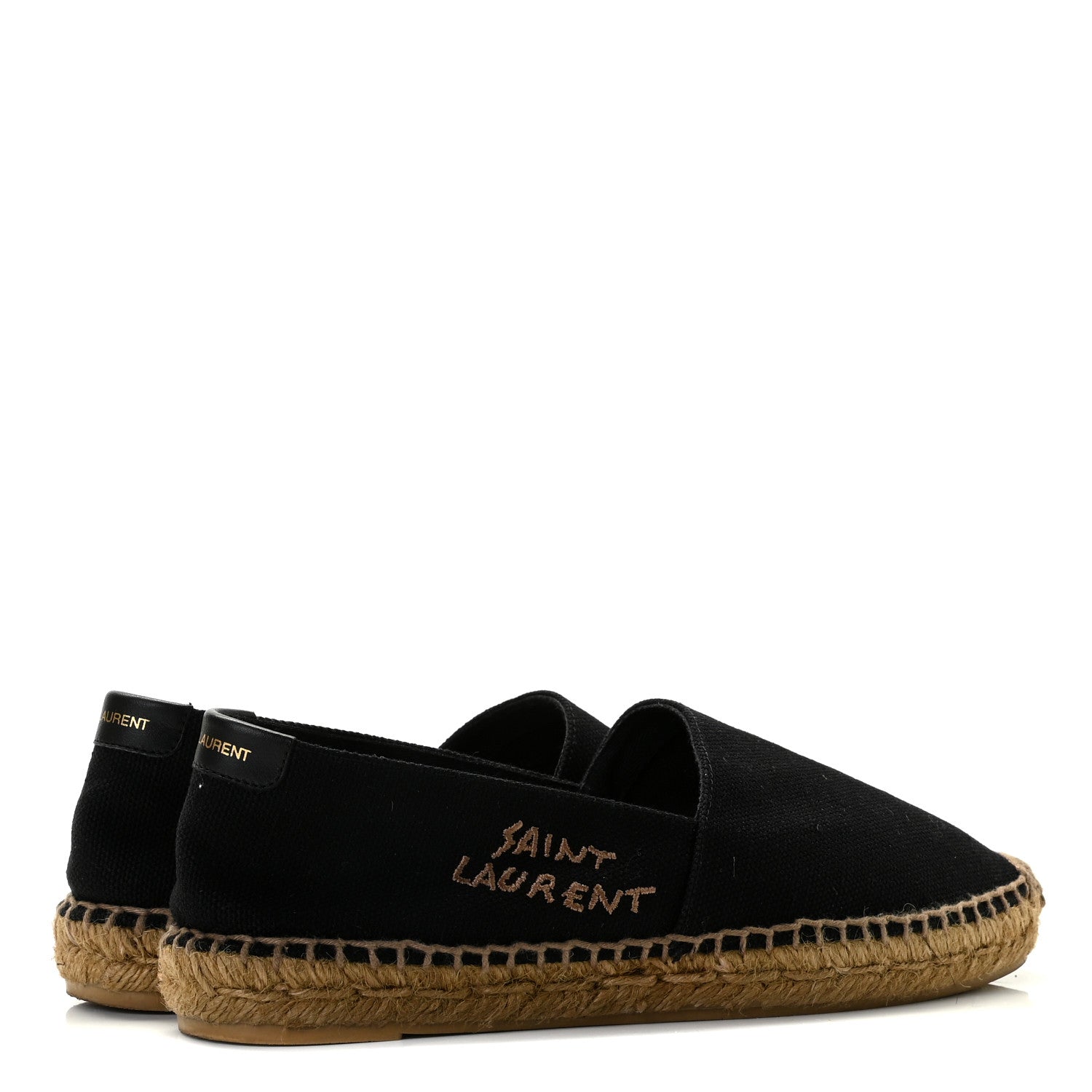Saint Laurent Canvas Nappa Elba Light Logo Embroidered Espadrilles 37.5 Black 4 of 9