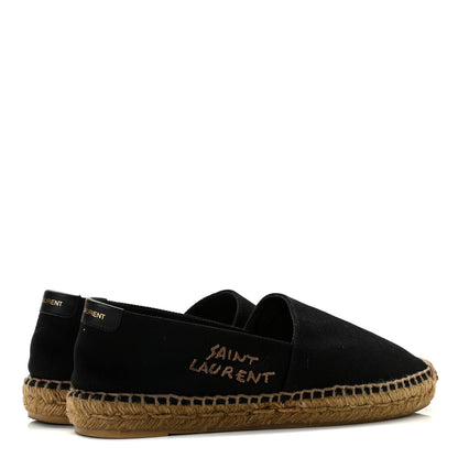 Saint Laurent Canvas Nappa Elba Light Logo Embroidered Espadrilles 37.5 Black 4 of 9