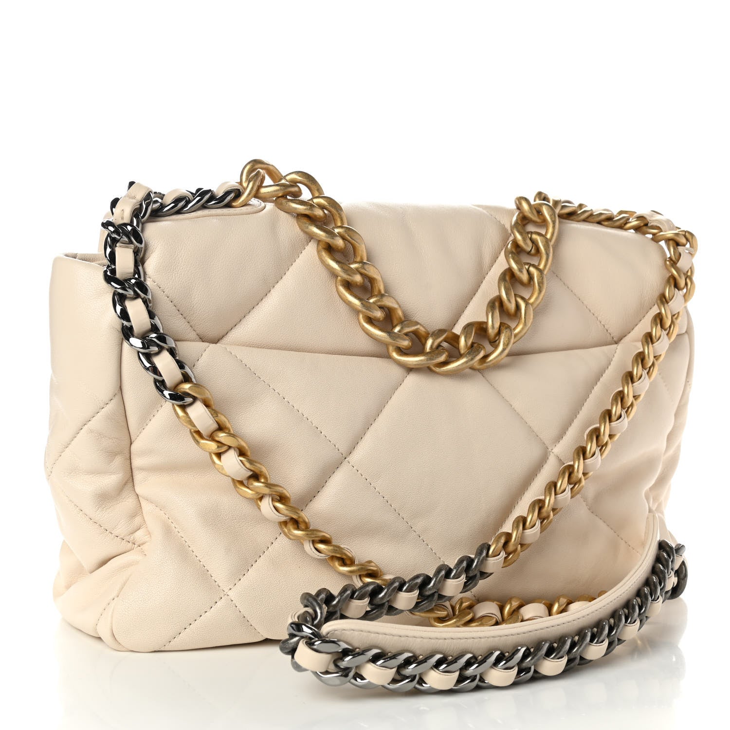 Chanel Lambskin Quilted Large Chanel 19 Flap Light Beige 3 of 11