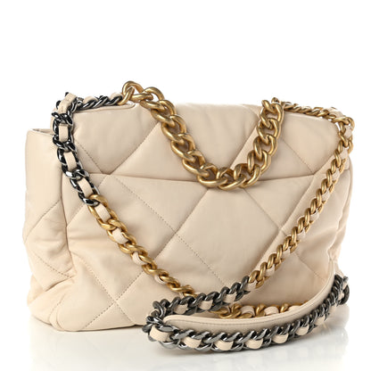 Chanel Lambskin Quilted Large Chanel 19 Flap Light Beige 3 of 11
